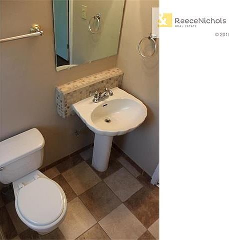 New tile floor, pedestal sink and toilet!