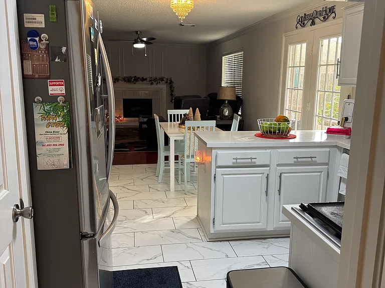 Kitchen with new tile floor