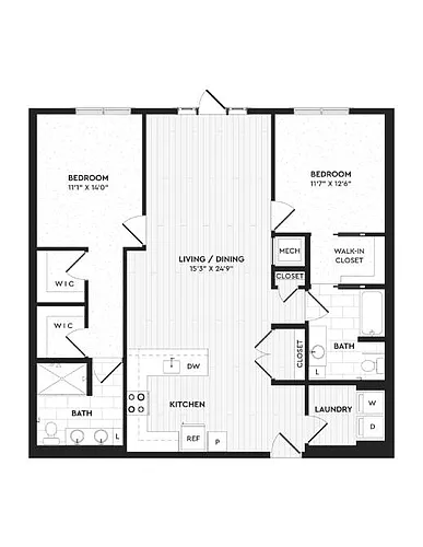 Floor plan B1a | 2 Bed | 2 Bath
