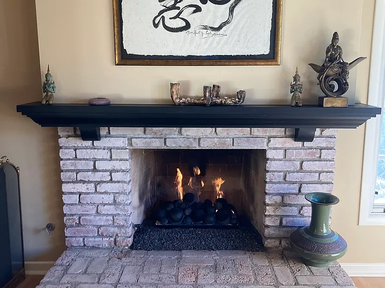 gas fireplace with match start.