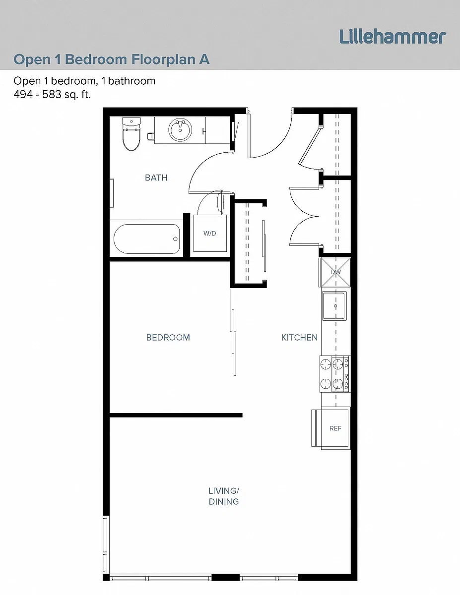 Floor plan Open 1 Bedroom A