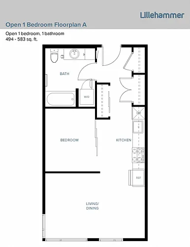 Floor plan Open 1 Bedroom A