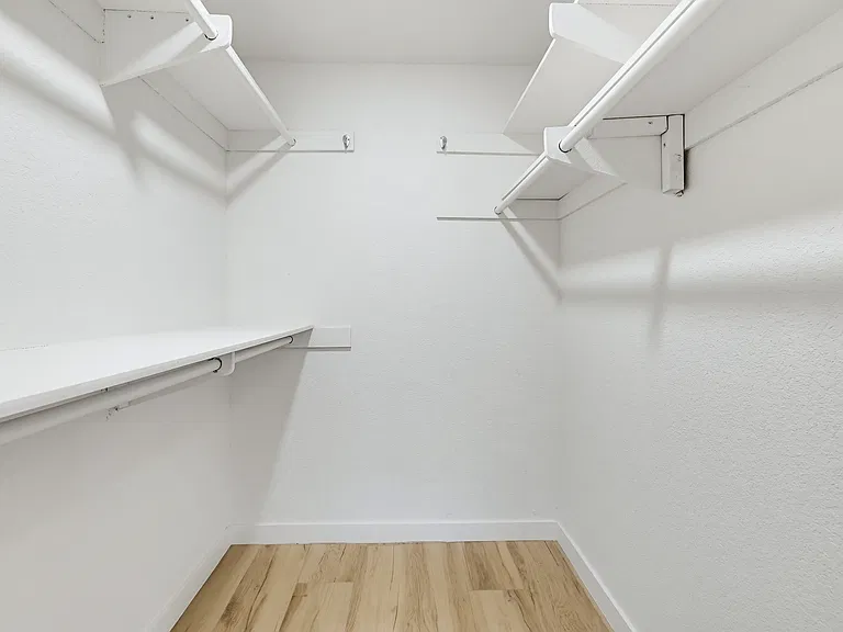 Primary bedroom walk in closet