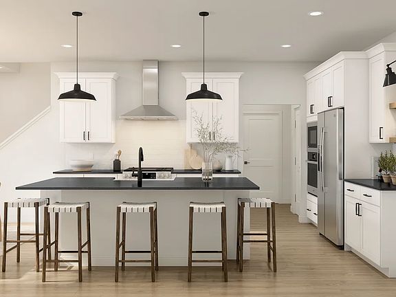 Kitchen with pendant lighting