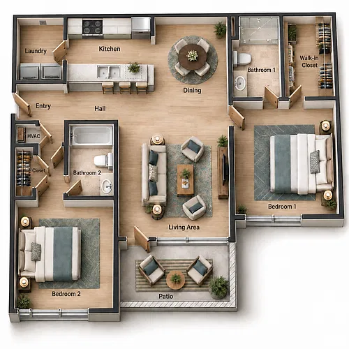 Floor plan Phase II Two Bedroom
