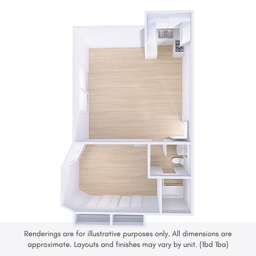 Floor plan 1 bed 1 bath