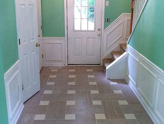 Entry way, basketweave tile