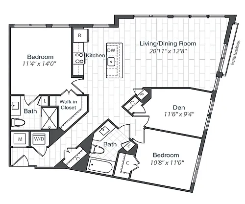 Floor plan B21D-1255