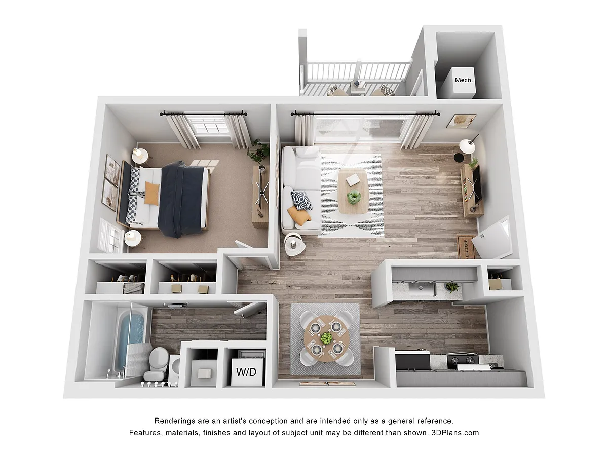 Floor plan 1 Bed, 1 Bath Classic