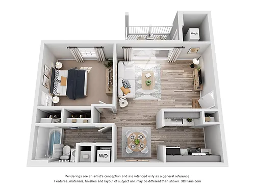 Floor plan 1 Bedroom, 1 Bathroom Platinum