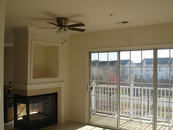 Fire place and view to the balcony