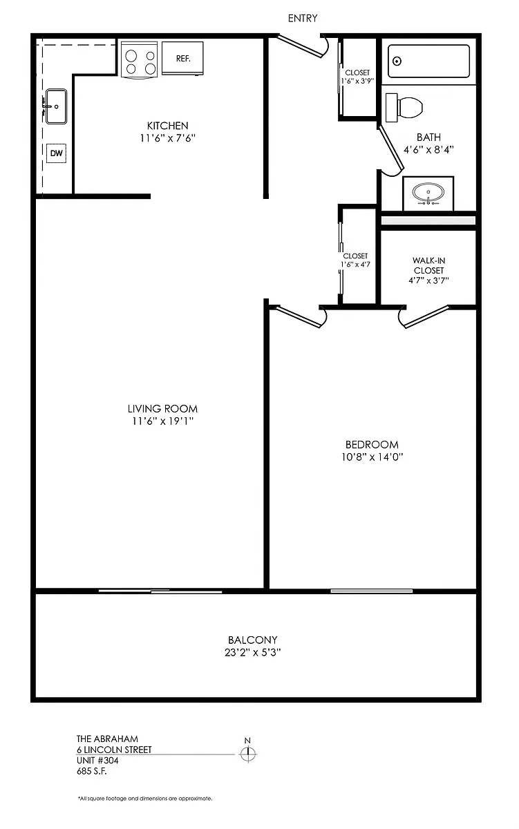 Floor plan 1 Bedroom - 1 Bathroom