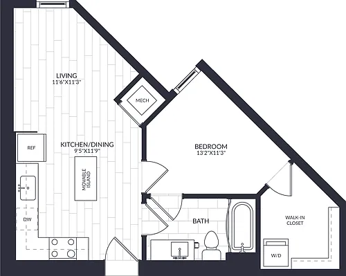 Floor plan 1 Bed/1 Bath-A1-3-1