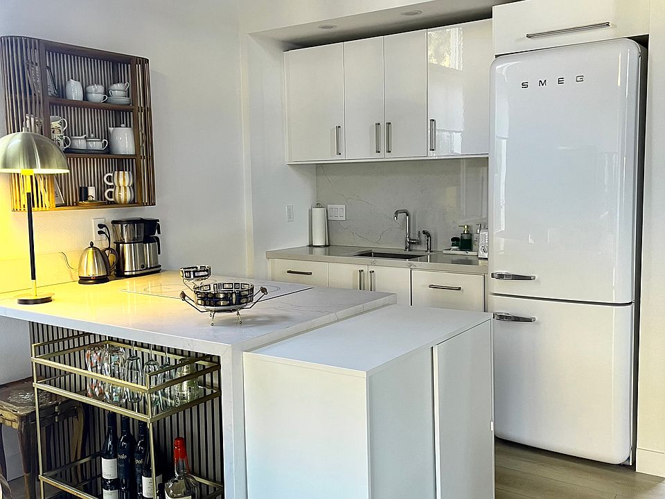 Kitchen with everything you need, includes retro Smeg refrigerator