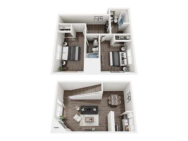 Floor plan 2 BD 2 BTH