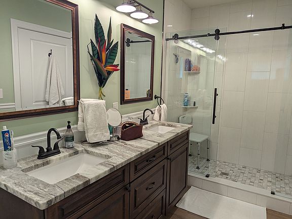 Master Bathroom with Double Vanity & Shower