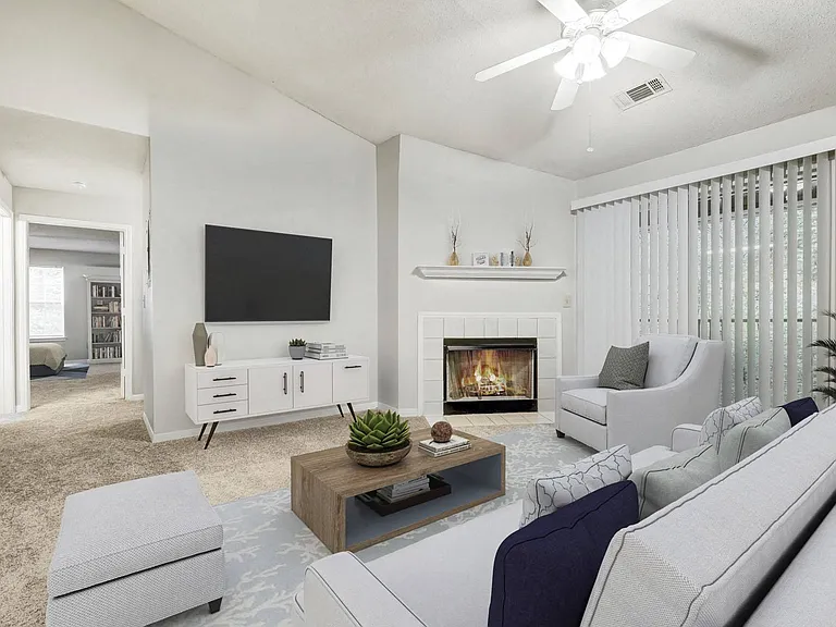 Manchester at Wesleyan Living Room with Fireplace