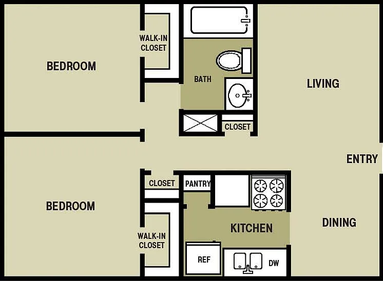 Floor plan 2 Bedroom 1 Bathroom