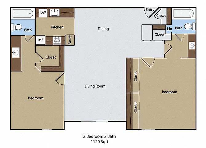 Floor plan 2 BR 2 BA
