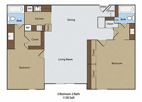 Floor plan 2 BR 2 BA
