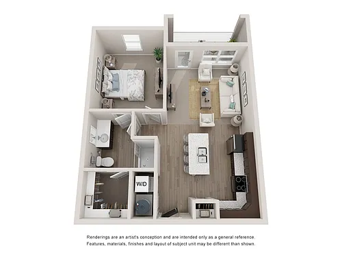 Floor plan One Bed, One Bathroom A
