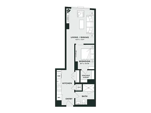 Floor plan A7 | Jr 1 Bed | 1 Bath