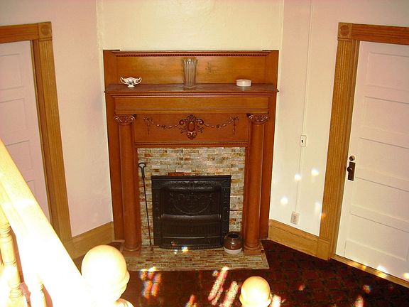 Fireplace in front entry