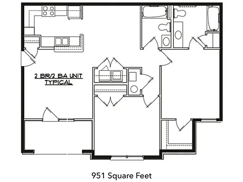 Floor plan 2 Bedroom 2 Bath