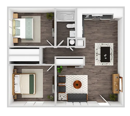 Floor plan Two Bedroom One Bathroom