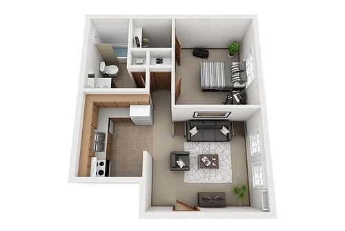 Floor plan 1 BR 1 BA - Timber - Suite - S