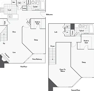 2 BR x 2 BA - C1 Floorplan 2 BR x 2 BA - C1 Floorplan