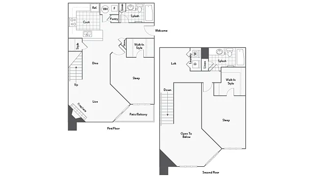 Floor plan 2 BR x 2 BA - C1