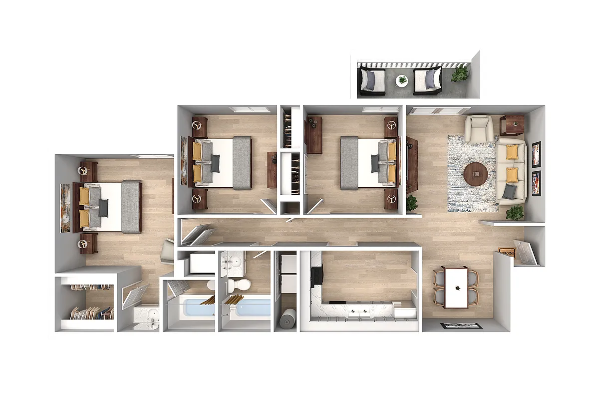 Floor plan 3 Bedroom 2 Bath