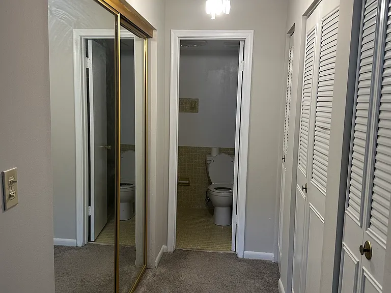 Bedroom closet and bathroom