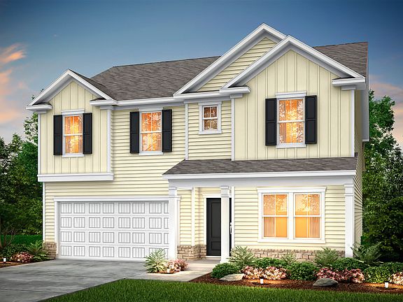 Hampton Exterior LC2H with stone detail and a front porch - Model Representation