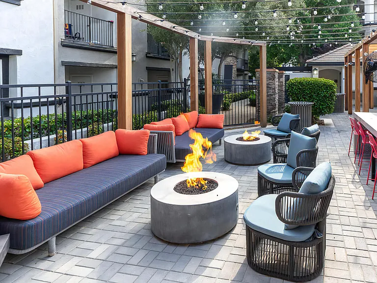 Fire Pits with Hanging Lights Overhead