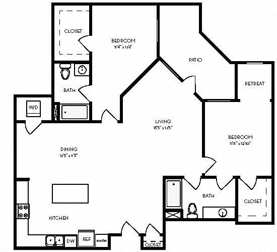Floor plan 2C 1378 Sq Ft