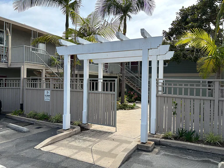 Parking lot entrance to the complex