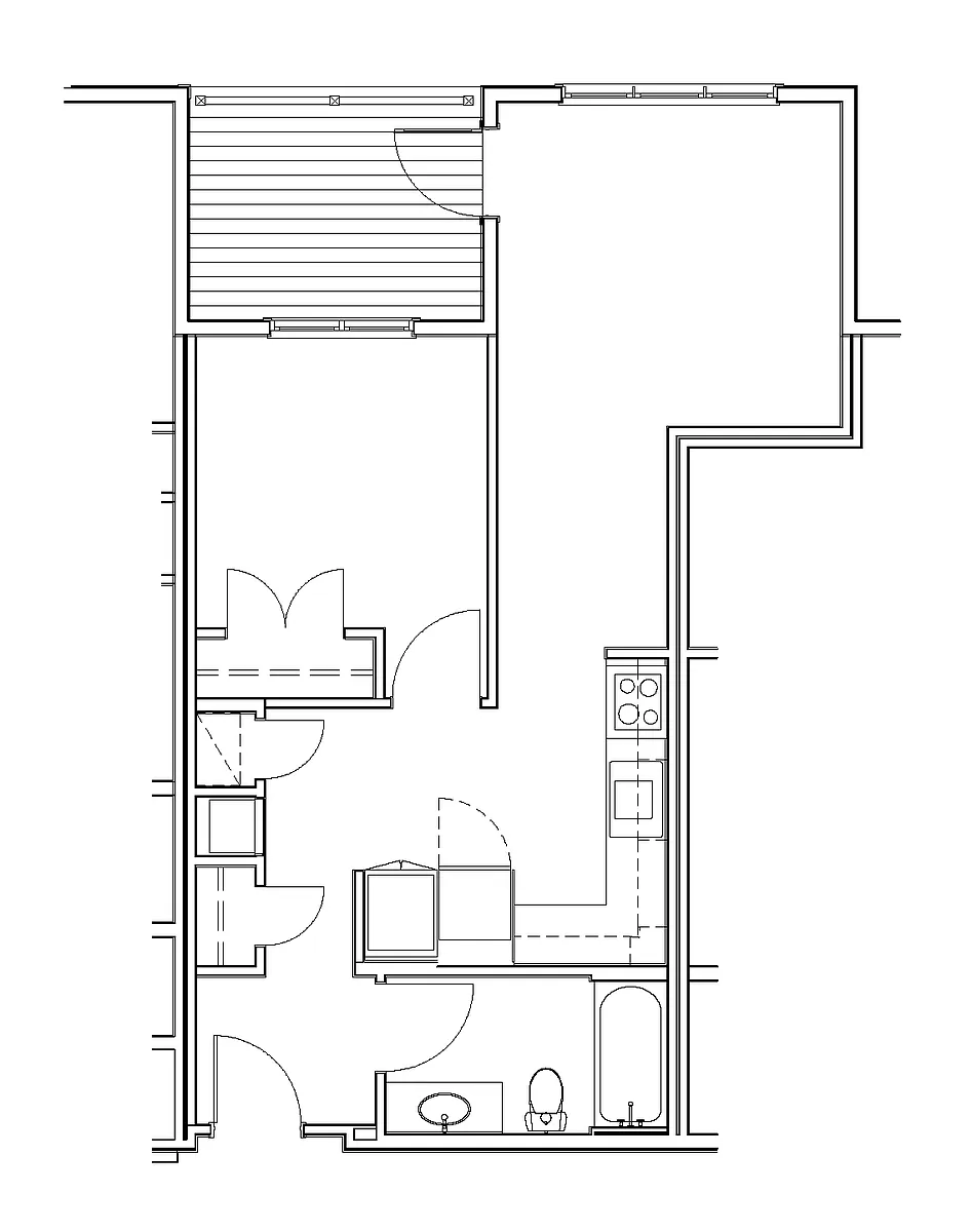 Floor plan One Bedroom 558 Sqft