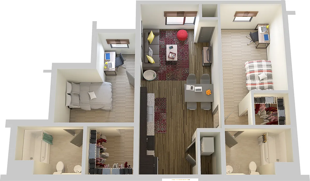 Floor plan 2 BEDROOM/2 BATHROOM