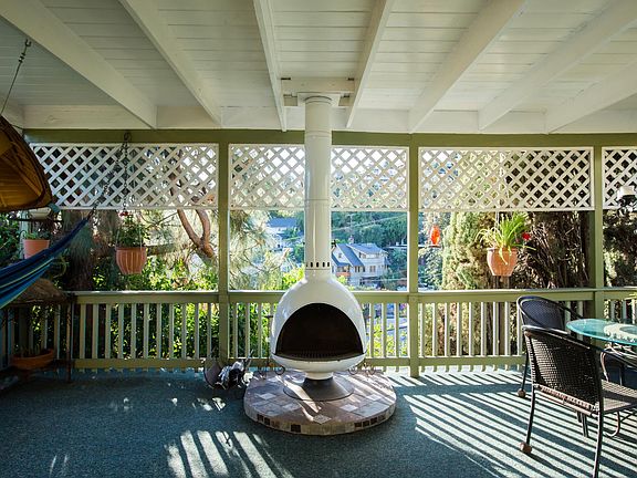 Covered portion of outdoor private terrace.