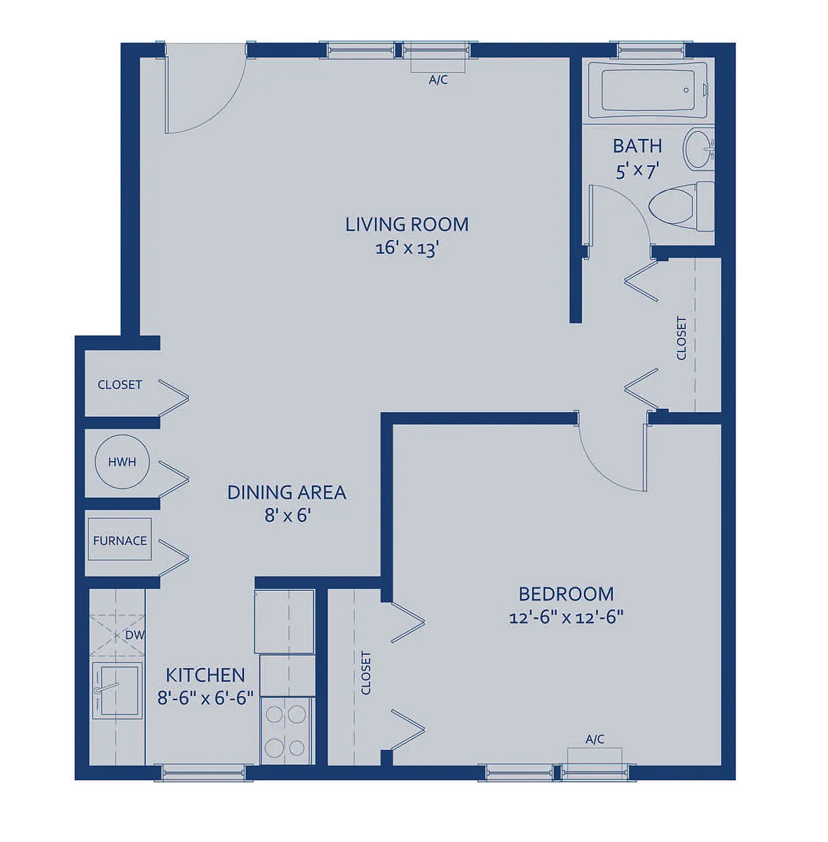 Floor plan 1 Bedroom A