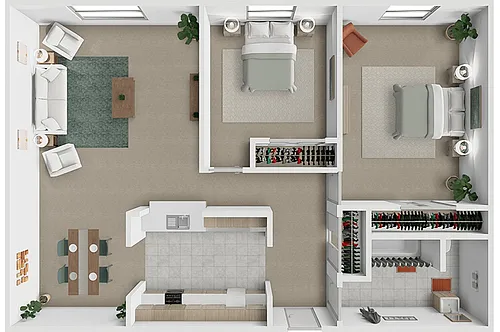 Floor plan 2 Bedroom 1 Bath 918 sq ft
