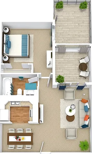 Floor plan 1x1 730sf Partial