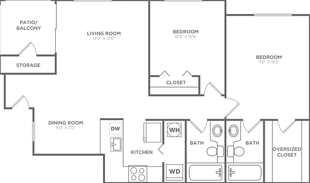 Juno | 2x2 | 970 SF Juno | 2x2 | 970 SF