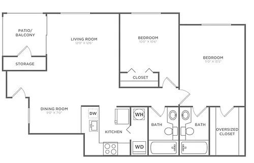 Floor plan Juno (970 SF)
