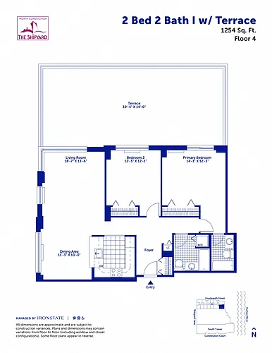 Floor plan 2 Bed 2 Bath I with Terrace