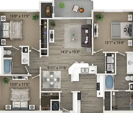 C1 3 Bedroom 2 Bath C1 3 Bedroom 2 Bath