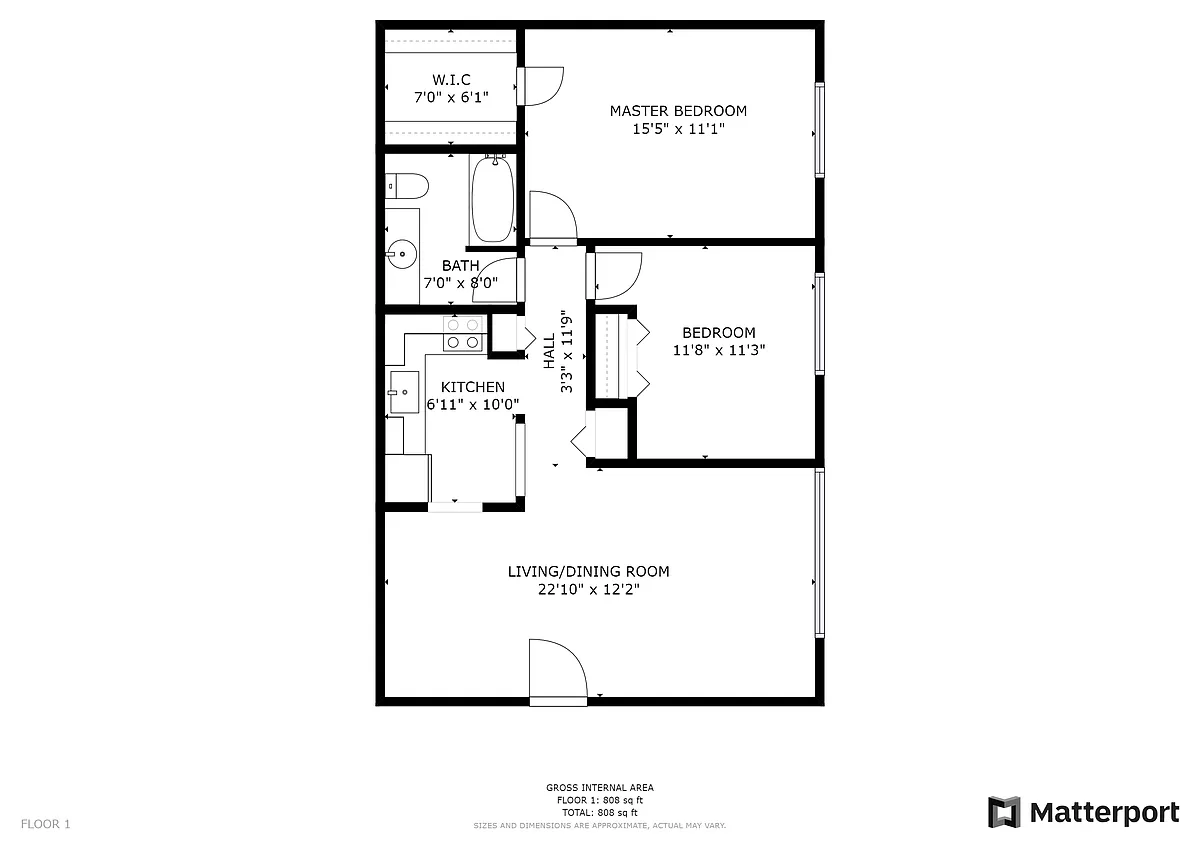 Floor plan Upgraded 2-Bed