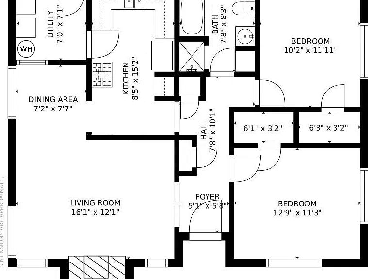 Room sizes are approximate.